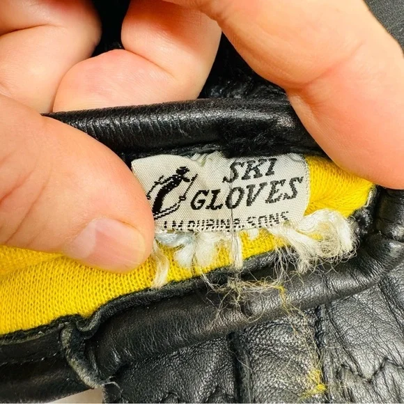 J.M. Rubin & Sons Leather Ski Gloves Mittens 70th Lined Women Size S Black Vtg - Picture 10 of 10